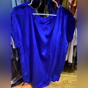 Forever 21 silk blend blue boat neck top